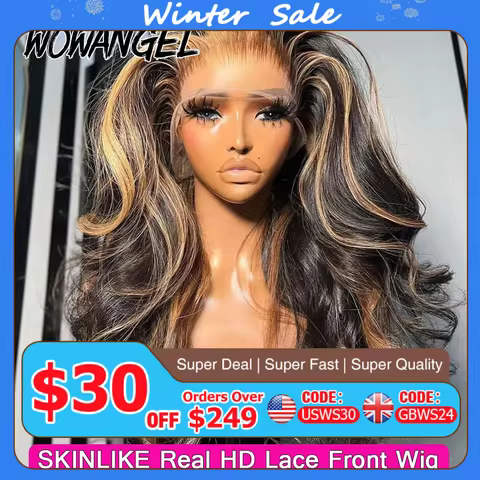 1B27 Highlight Colored Wig 13x6 HD Lace Frontal Human Hair Wig 34inch Body Wave Melt Skin 13x4 Full