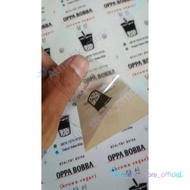 Stiker label produk transparan bening minuman anti air sticker cup minuman