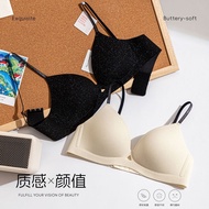 French Thin Underwear Women Sexy Small Breasts Gathering No Steel Ring Triangle Cup Fine Flash Cup S