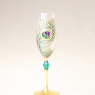 孔雀羽毛香檳玻璃金色手繪