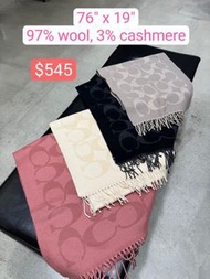 預購❗️加拿大空運直送🇨🇦Coach Cashmere & Wool Scarf Coach logo 羊绒羊毛圍巾
