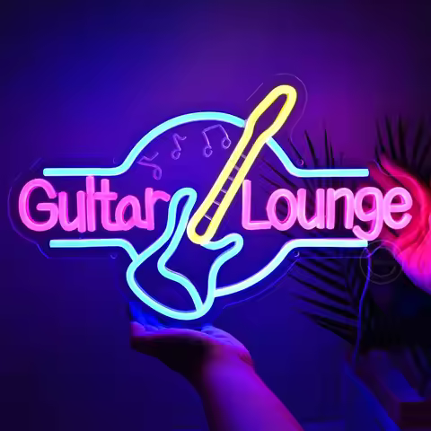 Guitar Neon Sign Art Wall Light USB Rock Roll LED Neon Light for Bar Club Music Studio Gaming Room B
