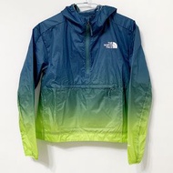 THE NORTH FACE JACKET 北面 北臉 UE 衝鋒衣 口袋 半開襟 拉鍊 口袋 LOGO 防風 防潑水 連帽 帽T 女版 螢光黃綠 藍綠配色 S號 NF0A5K2Z CLT-W TP0_2312 TP0_23