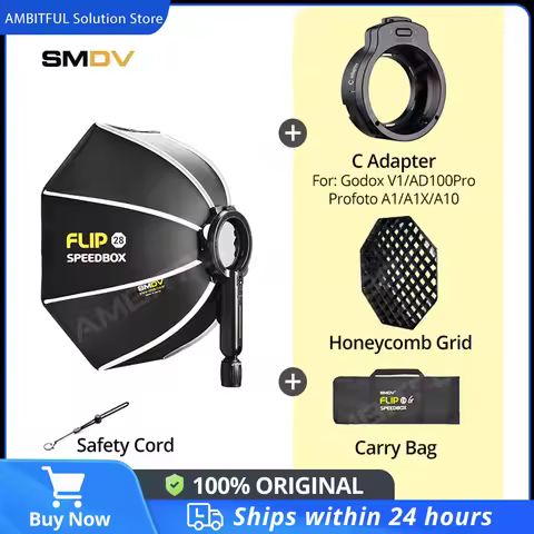 SMDV Flip 28 SPEEDBOX Quickly Release Parabolic Out Door Softbox for A1 Godox V1 AD100PRO V860II AD2