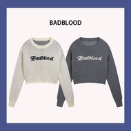 badblood logo jacquard long-sleeve lose-fit knitted sweater