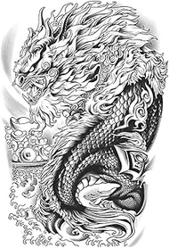 Temporary Tattoo,Dragon Ingot,Dragon Tattoos,Lasts 1-2 Weeks,Real Tattoo Look,Water-Resistant,Resili