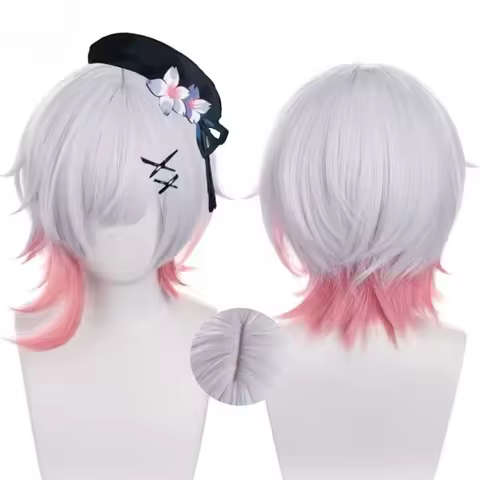 Anime Magical Girl Witch Trial Sakuraba Emma cosplay wig White Pink Gradient Short Hair Heat Resista