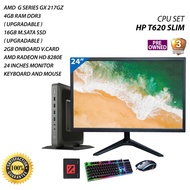 Computer Set / Hp T620 / Amd G Series GX 217GZ / 4gb Ram / 16gb SSD upgradable / 24Inches Monitor