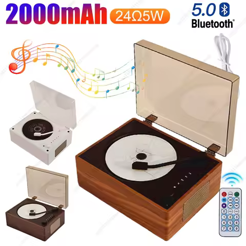 Home Music Player Rechargeable Support CD BT USB 3.5mm AUX CD Music Player Bluetooth-Compatible 5.0 