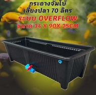 กระถางเลี้ยงปลาไซซ์จัมโบ้สีดำ ท่อฟ้า ระบบoverflow ขนาด34x90x25CM กะบะเลี้ยงปลา อ่างเลี้ยงปลา อ่างเลี