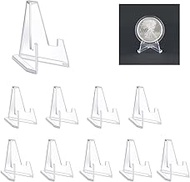 Acrylic Coins Display Stands,10 Packs Mini Clear Easel Stand Holders 2.28 Inch Tall Support to Hold