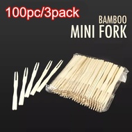 100pcs Bamboo Fruit Fork Mini Wooden Fruitfork 9cm for Siomai Takoyaki Fishball Fruits Salads Desser