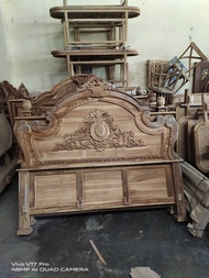 Please inbox for re-check stock ส่งฟรี Teak Wood Craved Bed Frame 6 feet bed เตียง เตียงนอนแกะสลักลา