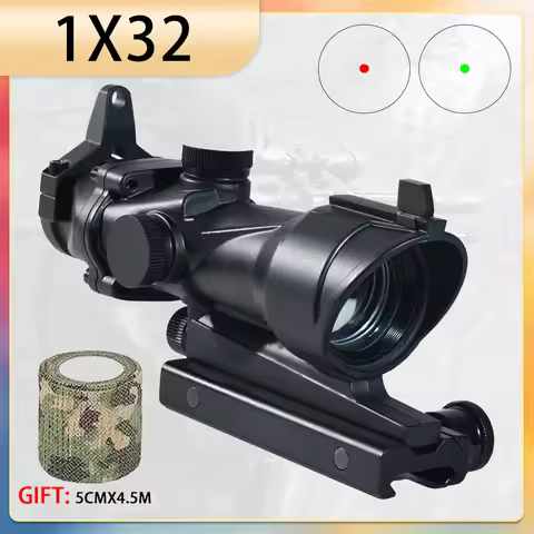 1x32 Red Dot Sight Hunting Adjustable Riflescope Red Green Dot Reflex Sight Airsoft Optics Scope Fit