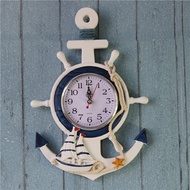 Sea Theme Nautical Anchor Ship Steering Wheel Starfish Hanging Wall Clock