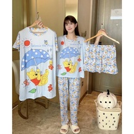 4in1 Sleepwear Set for Women Terno Pajama Short Dress Tshirt Cute Korean Cartoon(M-3XL)