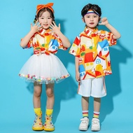 Ready stock Children's Costume Kindergarten Cheerleading Games Hong Kong Style Performance Costume P