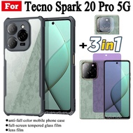 3 ใน 1 Tecno Spark 20 Pro 5G เคสโทรศัพท์กันกระแทกสําหรับ Spark 20C Go 2024 2023 Anti-blue Ray กระจกน
