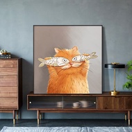[Chihiro] Cat Decoration Painting Dining Room Dining Table Creative Illustration Japanese Bedroom Mu