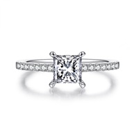 All Real Moissanite Diamond Ring PRINCESS Cut Total 2.24ct Side Stone Also Moissanite Ring S925 Clus