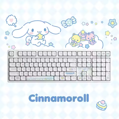Akko x Cinnamoroll 3108 Mechanical Keyboard 2.4GHz & Wired Cute Cartoon Anime Keyboard Gift for Mech