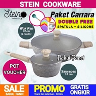 STEIN STEINCOOKWARE CARRA SET - WOK PAN 32 CM GLASS LID + SAUCE PAN 18 CM LID - WOK