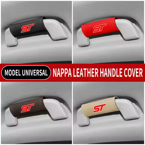 1PC Leather Car Roof Armrest Pull Gloves Door Handle Protection Cover For ST Logo Ford Focus Mondeo 