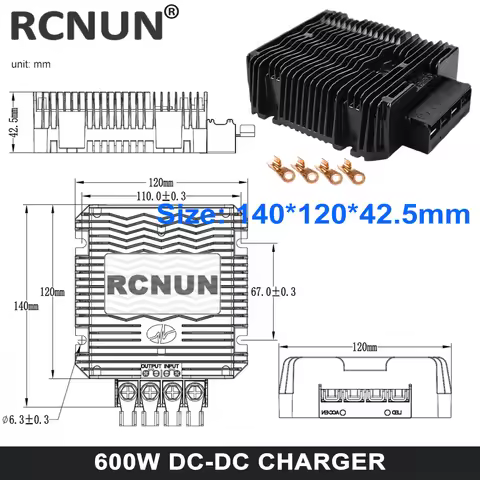 RCNUN Waterproof 12V to 29.2V 43.8V 58.4V 10A 20A DC/DC Lifepo4 Lithium Battery Charger for 24V 48V 