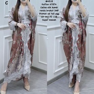 Vi6518 KAFTAN DRESS With SILK Combi Lace Smooth Lace