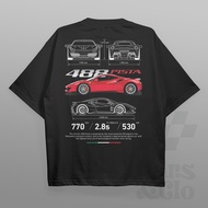 2026 COD South Korea, Cars and Clo - Regular Fit Black - Ferrari 488 Pista Blueprint T-Shirt - 488 P