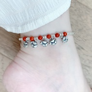Pure Silver 999 Five Small Fish Anklets Retro All-Match Unique Tassel Anklets Women's Temperament Si