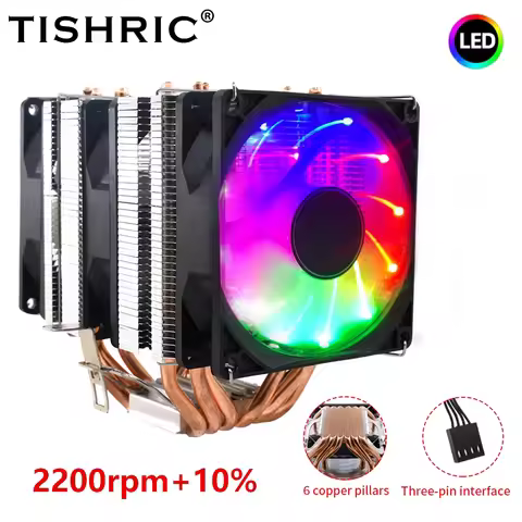 TISHRIC Cooling CPU Cooler RGB 4Pin PWM 4/6 Heat Pipes Air Cooler Intel LGA 2011 1200 1700 115X X79 