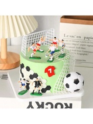9 piezas/1 juego Decoración de pastelitos de fútbol para la parte superior del pastel, decoraciones de fiesta de cumpleaños felices suministros