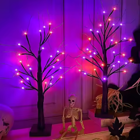 1/2/4PCS LED Tree Lights Christmas Halloween Remote Control Birch Tree Home Decoration Lights Indoor