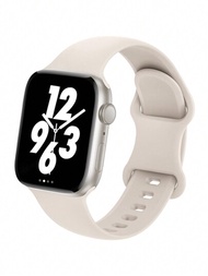 1入組適用於Apple Watch 38/40/41mm, 42/44/45/49mm的矽膠錶帶，男女運動適用，可替換式，透氣、舒適、手鏈式錶帶