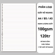 Sổ còng sắt Binder A5 B5 A4 120 trang và lõi giấy ô vuông kẻ ngang 20 26 30 còng viết ghi chép sổ ta