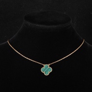 VAN CLEEF&ARPELS(梵克雅寶) Vintage Alhambra 中號單花項鏈 新扣 18K黃金/孔雀石 項鏈 黃金