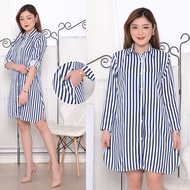 lilysia shop kemeja tunik lengan panjang motif salur / kemeja lengan panjang wanita / tunik lengan p