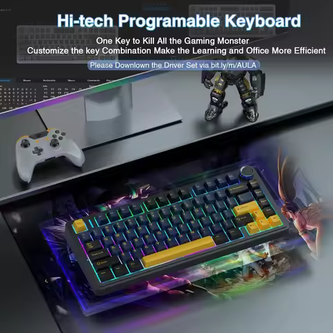 AULA F75 Tri-mode Mechanical Keyboard Wireless RGB 75% Layout Gasket Hot Swap PBT Keycaps Custom Gam