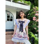 BLT BRAND: Cat Print Pointed Collar Dress🪻New Sz.M