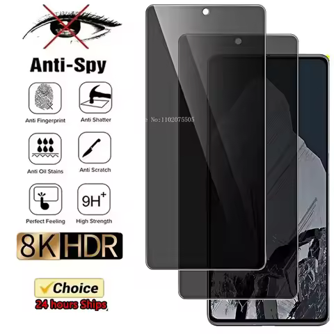 2 Pieces Anti Spy Peep Tempered Glass for Google Pixel 6 7 8 Pro 5 7a 4 XL 5a 4a 4G Screen Protector