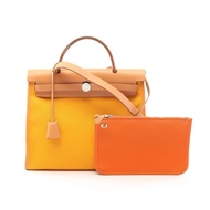 【二手】愛馬仕 Herbag Zip PM 手提包 芥末黃/NATURAL2WAY 060300CK 芥末黃/橙色/NATURAL帆布皮革 Herbag Zip PM Verso 芥末黃/橙色/NAT