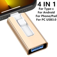 Phone USB 3.0 256GB 32G Usb Flash Drive 4 IN 1 For iphone iPad Android Phone External Storage 128GB