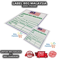 Label Beg Besar Bagasi Jemaah Haji dan Umrah Malaysia Jenis Sticker / Pelekat | Sarung Beg | Beg San