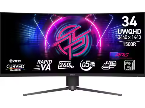 MSI 34 inch UltraWide QHD 2K 1440P 240Hz Adaptive Sync 0.5ms HDR400 RGB USB-C 1500R Curved Gaming Co