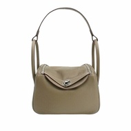 Hermes 展示品 Lindy 26 牛皮銀釦手提/肩背兩用包(etoupe大象灰)