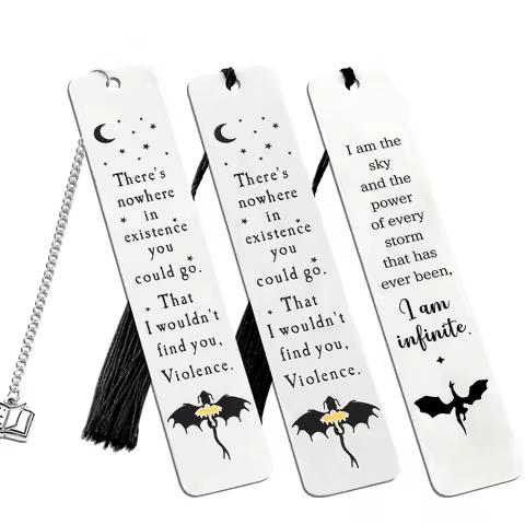 Gothic Dragon Fourth Wings Inspired Bookmark for Book Lover Gifts Stainless Steel Book Mark with Tas