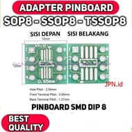 PCB Adapter SOP8 SSOP8 TSSOP8 to DIP8 Pinboard SMD 0.65mm 12x12mm - JPN