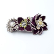 日本 Japan Minami 酒紅色手工勾冷雛菊小花蕾束髮夾