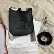 Hermes 愛馬仕 mini Evelyne 黑銀 短背帶